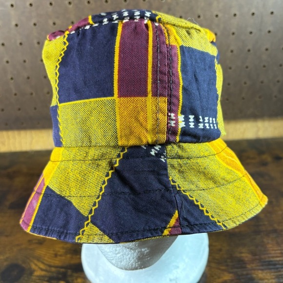 Accessories - Boho Patchwork Bucket Hat Yellow Navy Burgundy Festival Sun Hat